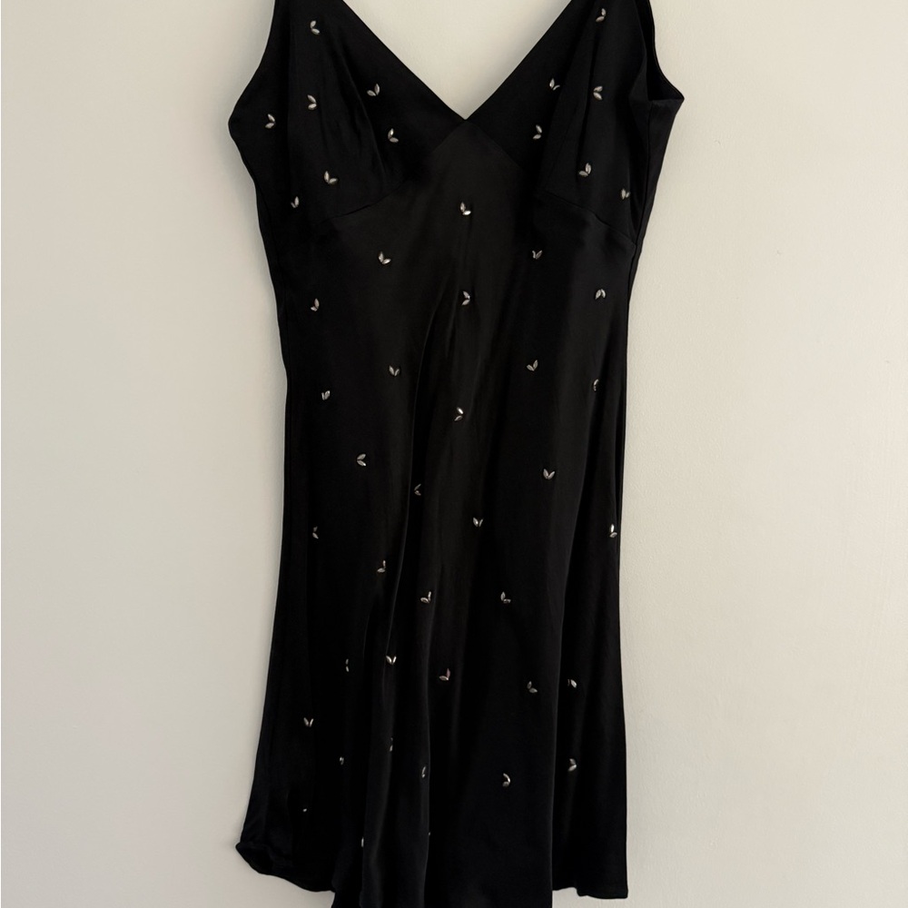 Zara Black Sleeveless V-Neck Slip Dress